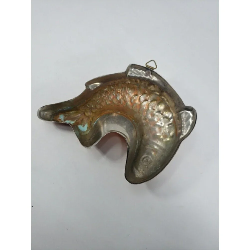 Vintage Metal Fish Mold Hanging Wall Decor Made In Korea Small Copper Color